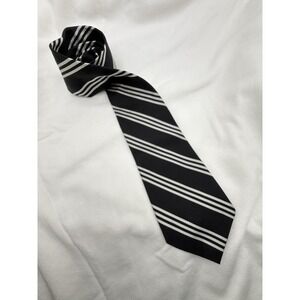 LAUREN RALPH LAUREN TIE  Black & White 100% Silk Hand Finished Made in USA